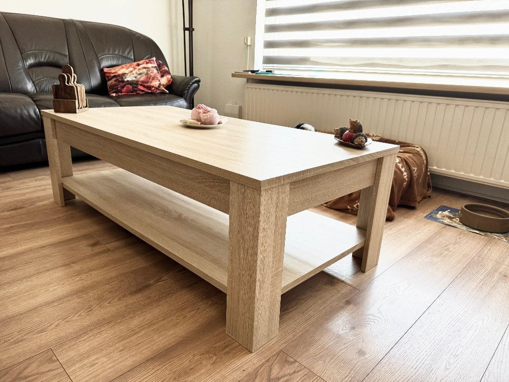Salontafel licht eiken - 140 x 68 cm - nette staat, Ophalen, 100 tot 150 cm, 50 tot 100 cm, Zo goed als nieuw