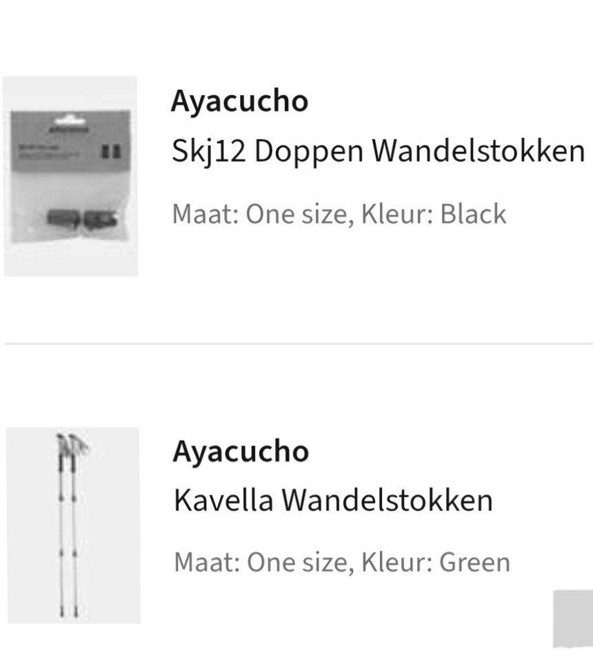 Wandelstokken en extra doppen, ayacucho, kavella, Ophalen