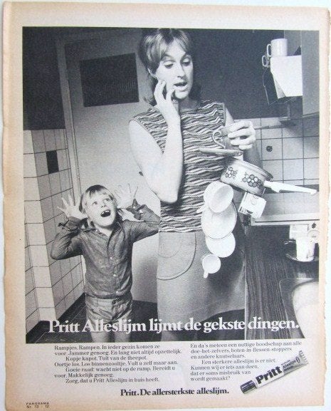 7 vintage advertenties reclames Pritt lijm 71-72, Ophalen of Verzenden, Gebruikt, Overige typen