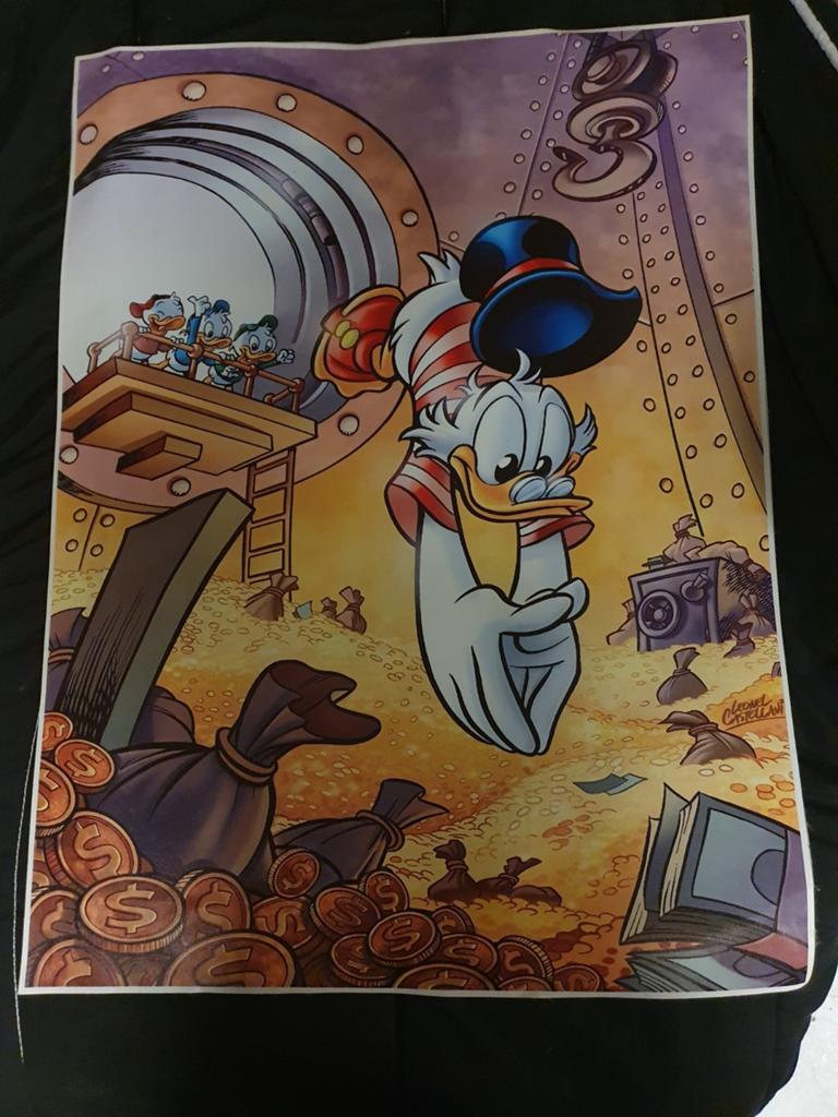 Mooie Kwaliteit Canvas Print Dagobert Duck 80x60 cm, Oorspronkelijke maker, Nieuw, Ophalen of Verzenden, Print