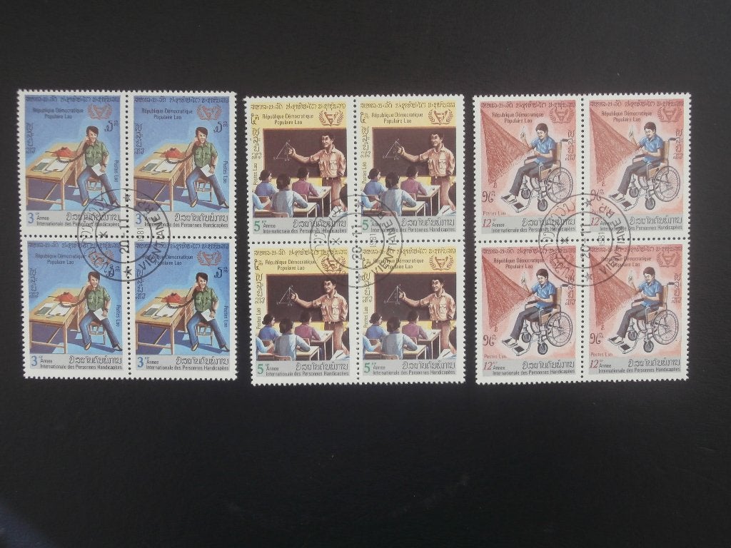 LAOS 1984; JAAR VAN DE GEHANDICAPTEN EN KINDERVERLAMMING, Verzenden, Gestempeld, Overige thema's