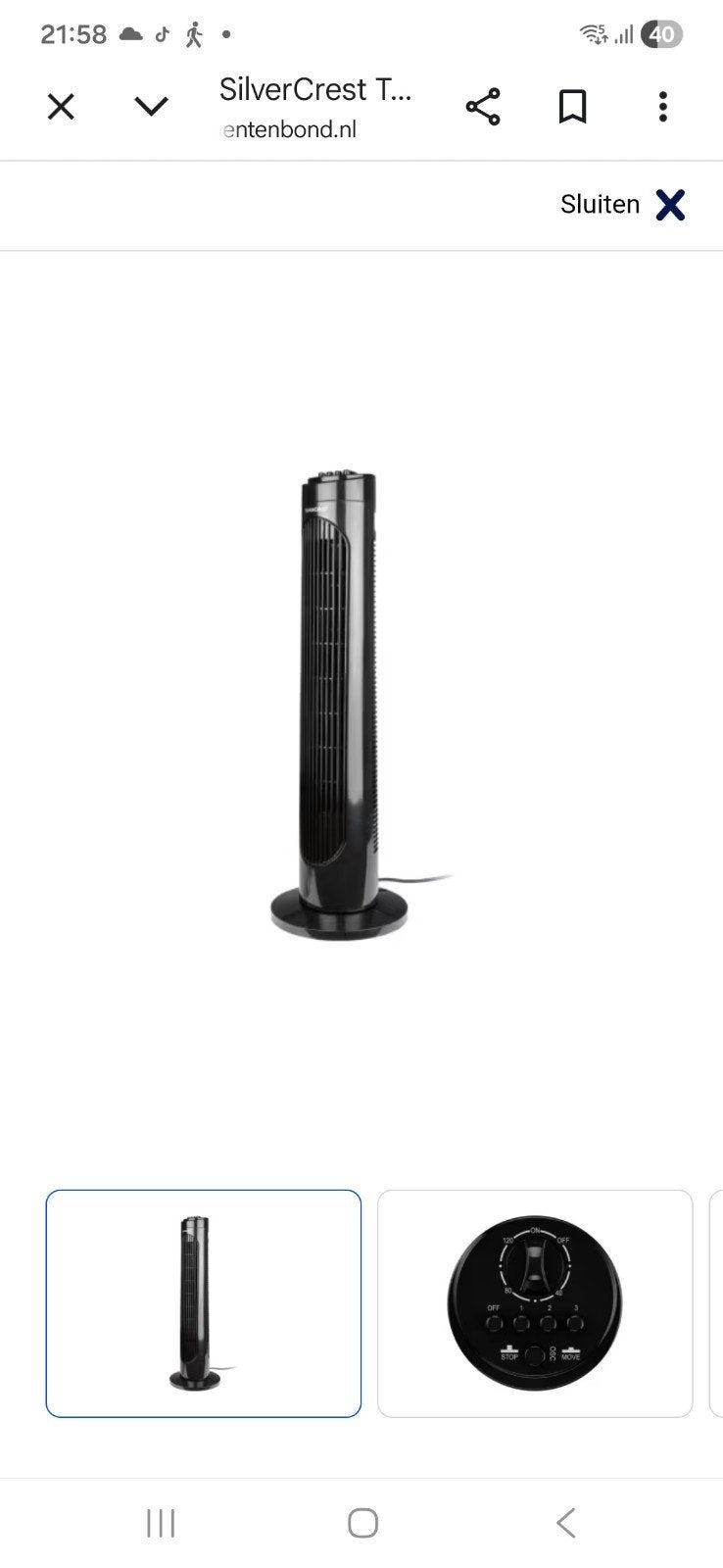 SilverCrest Torenventilator Zwart nieuw, Ophalen of Verzenden, Nieuw, Torenventilator