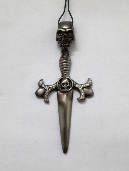 Gothic, Biker hanger zwaard met doodshoofd Skull (6753-501), Ophalen, Nieuw, Zilver, Overige materialen
