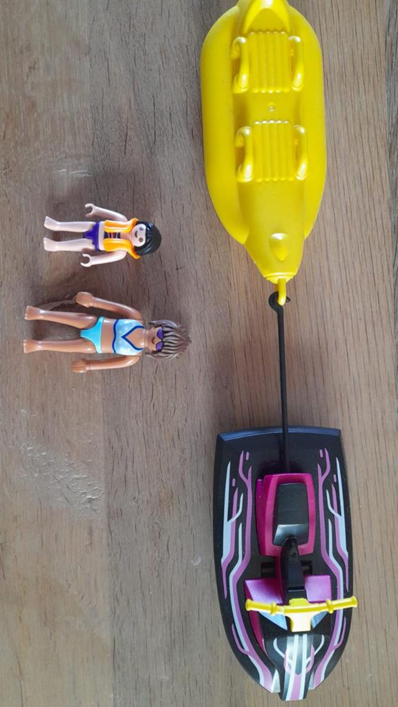 Playmobil waterscooter met banaan en poppetjes, Ophalen of Verzenden, Gebruikt, Jongen of Meisje
