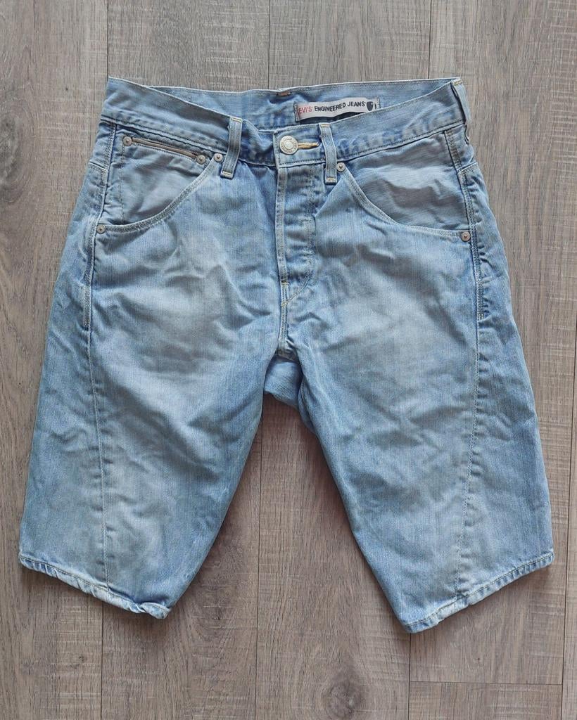 Vintage Levis Engineered loose twisted denim shorts XS, Ophalen of Verzenden, Gedragen, Blauw, W32 (confectie 46) of kleiner