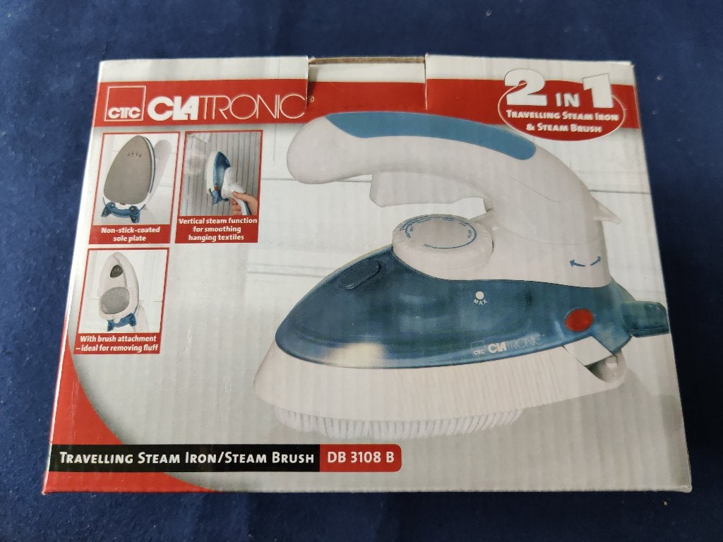 ClaTronic Stoomstrijkijzer v/ reis / stoomborstel DB 3108 B, Ophalen of Verzenden, Nieuw, Strijkijzer met snoer