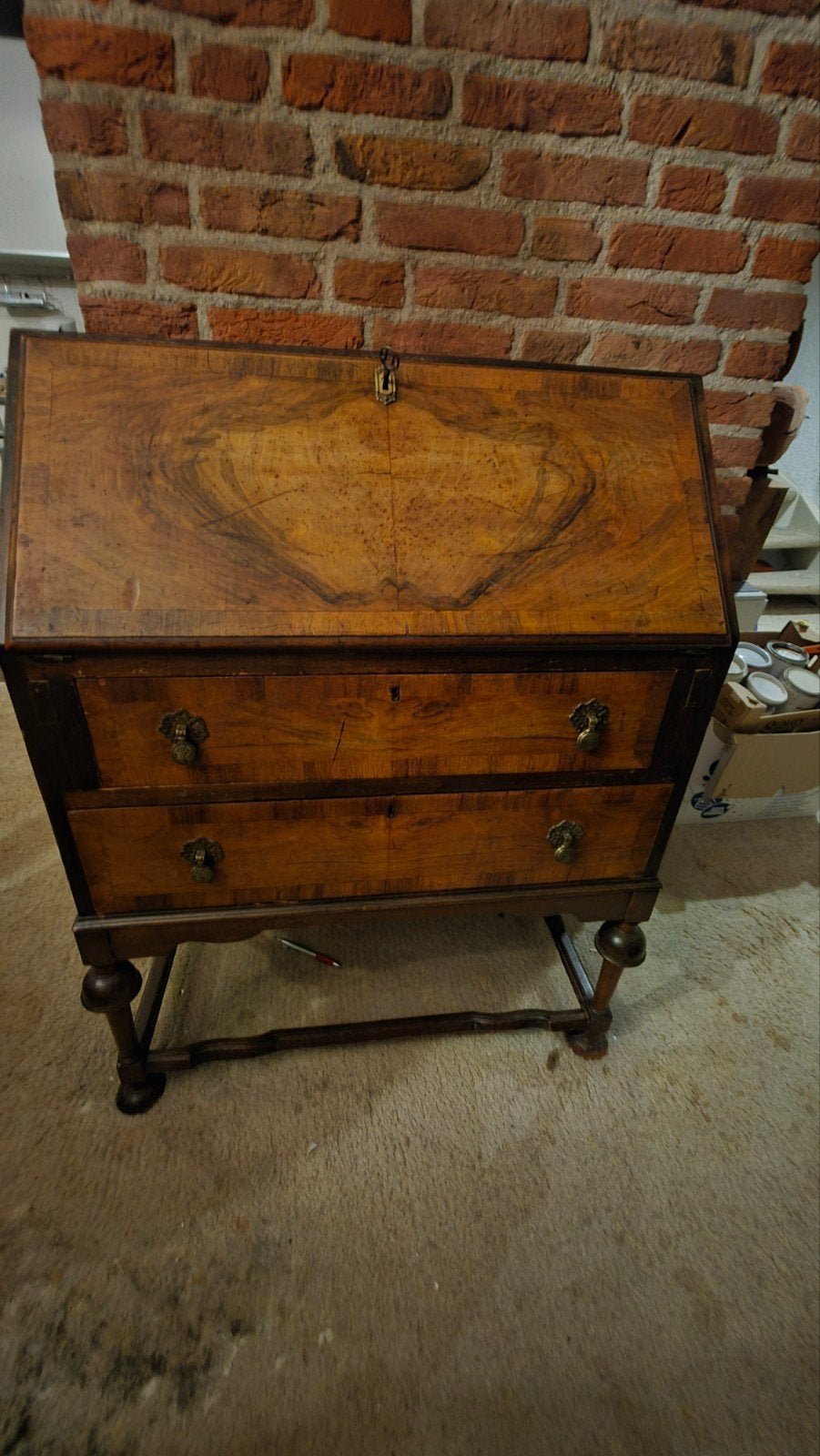 Antiek houten secretaire met lades, Ophalen