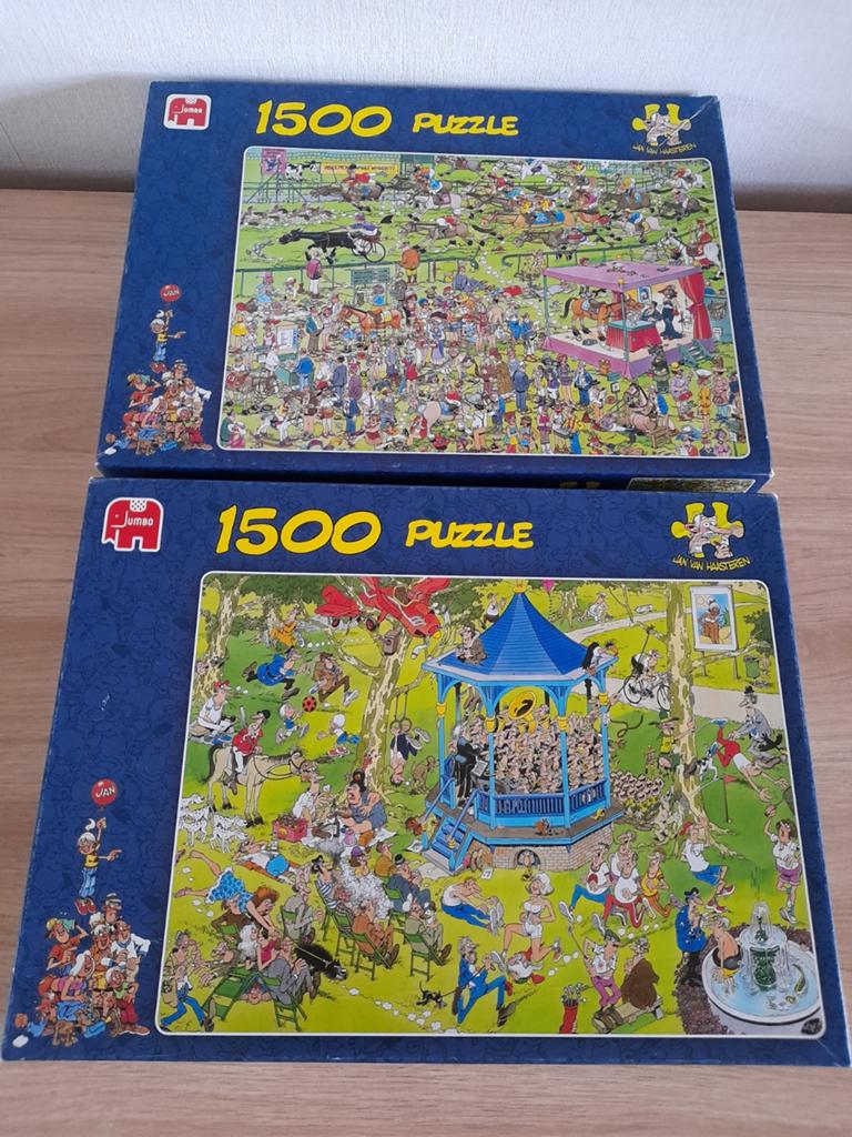 2 Jan van Haasteren puzzels, 1500 st., Ophalen, 500 t/m 1500 stukjes, Zo goed als nieuw, Legpuzzel