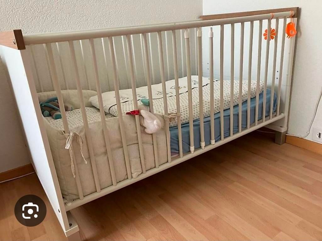 Paidi Wit wieg en kinderbedje 75x145, verstelbare bodem, Ophalen, Zo goed als nieuw, Ledikant