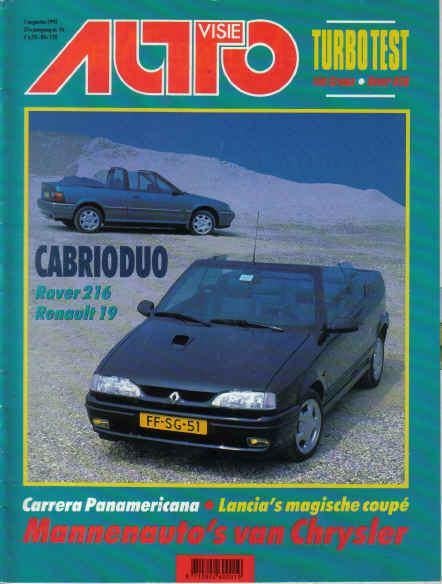 Autovisie 16 1992 : Rover 216 Cabrio - Renault 19 16V Cabrio, Ophalen of Verzenden, Gelezen, Algemeen