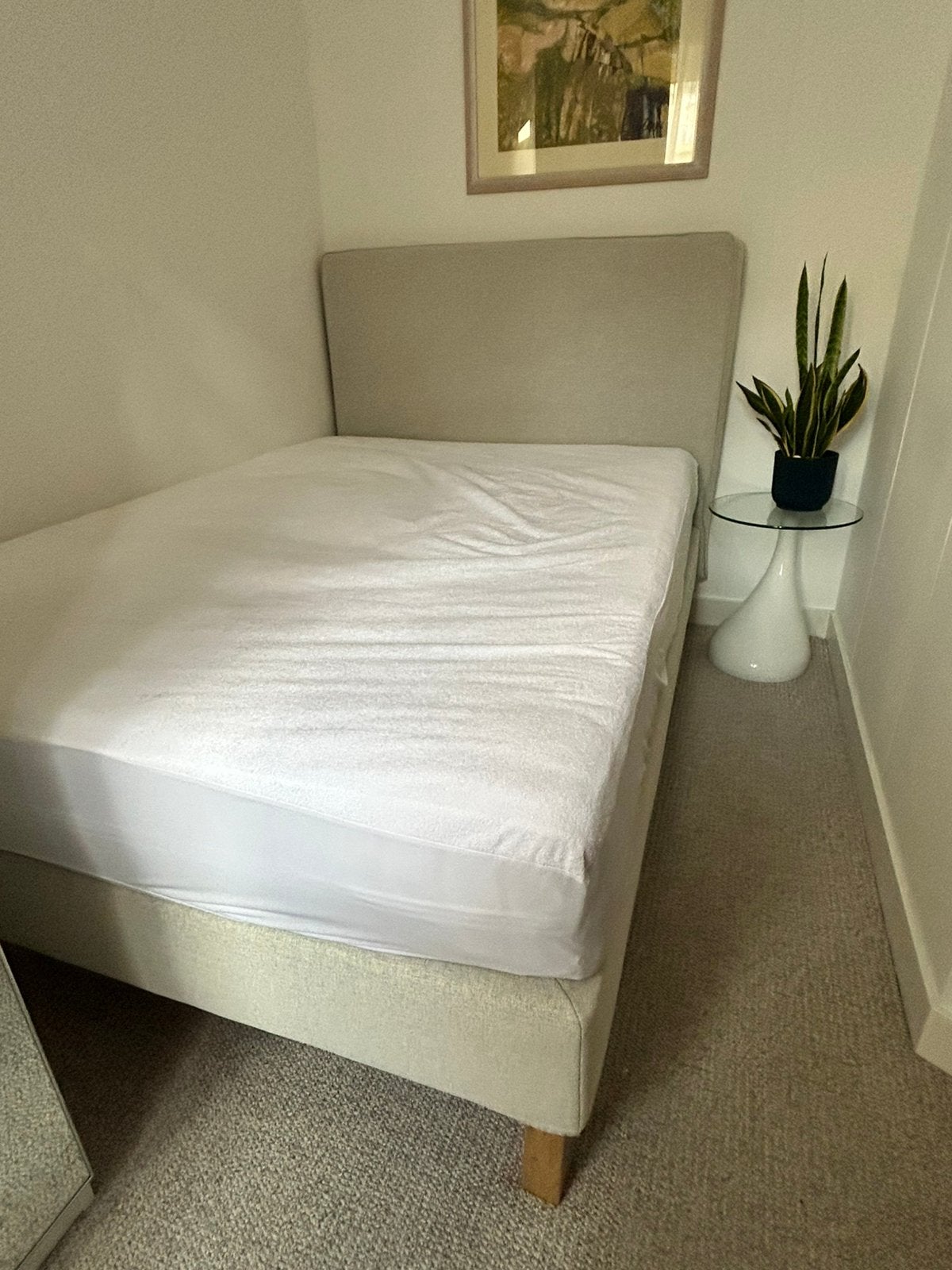Boxspring Ikea 140x200 cm, Gebruikt, Beige, Tweepersoons, 200 cm