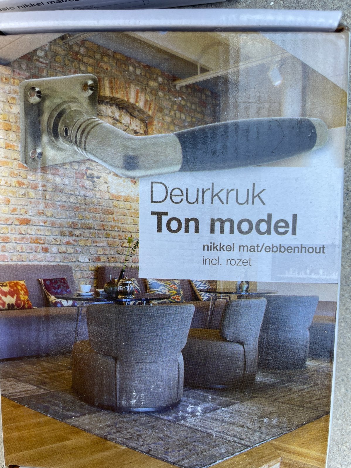 7x nieuwe Deurkrukken model Ton nikkel mat/ebbenhout, Ophalen, Nieuw, Overige materialen, Klink of Kruk