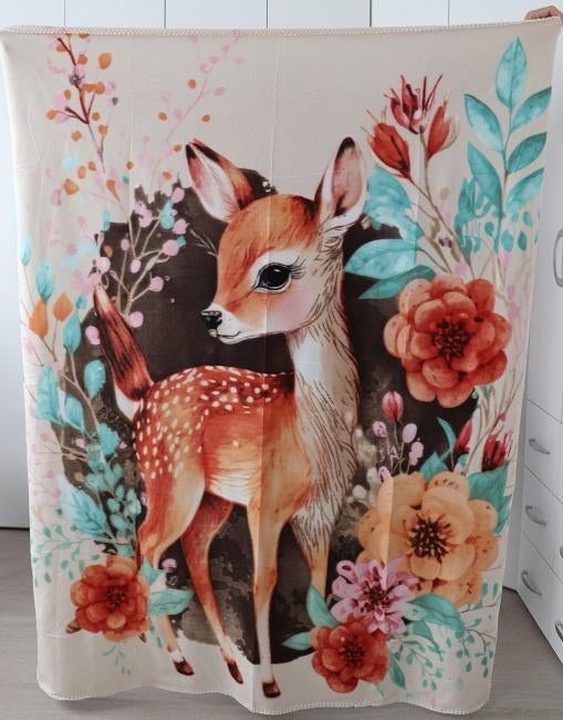Plaid / fleecedekentje / sierdekentje met ree, nieuw, Ophalen of Verzenden, Nieuw