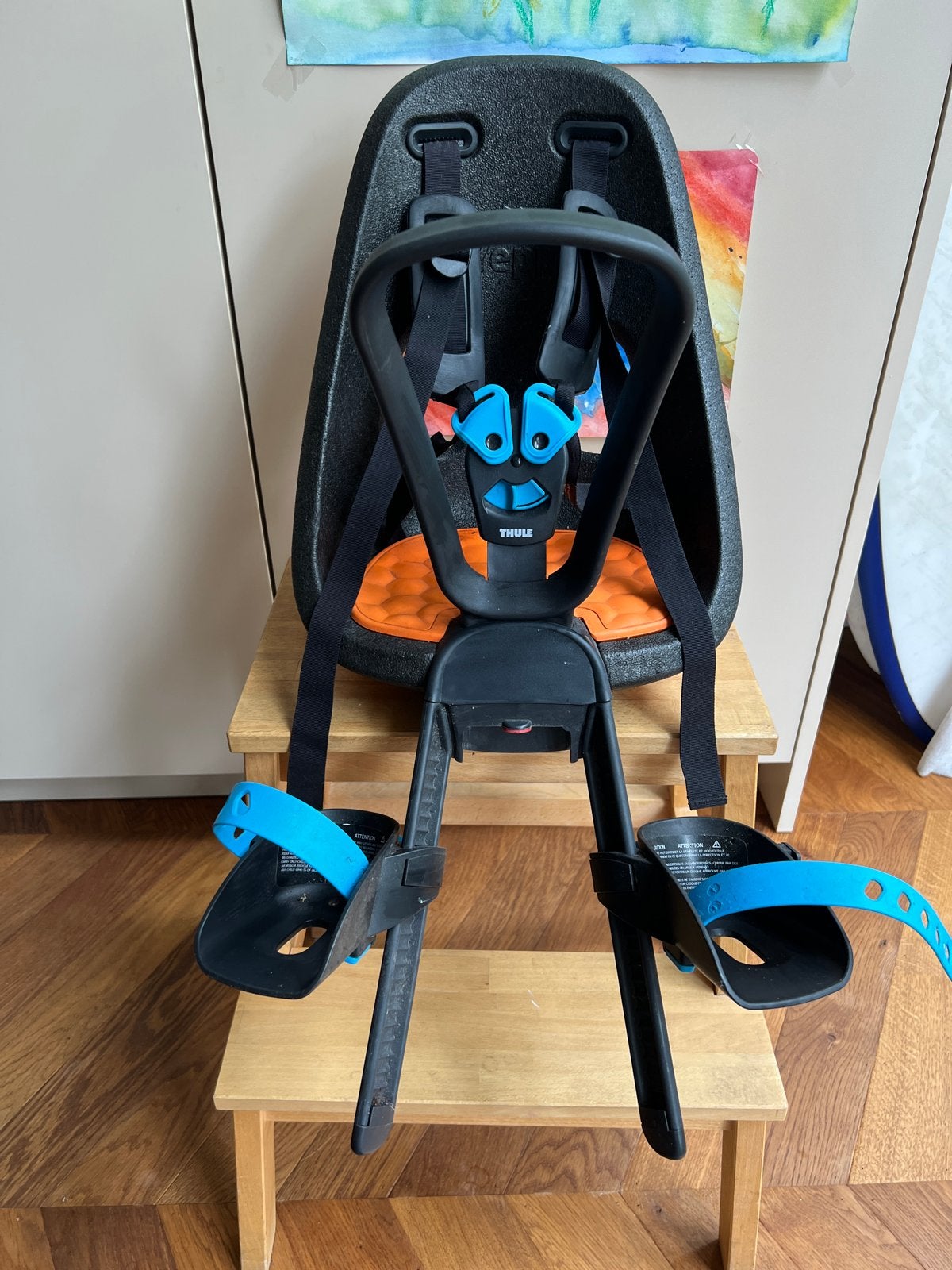 Thule Yepp Mini fietsstoeltje voorzitje, Ophalen of Verzenden, Gebruikt, Voetsteuntjes, Voorzitje