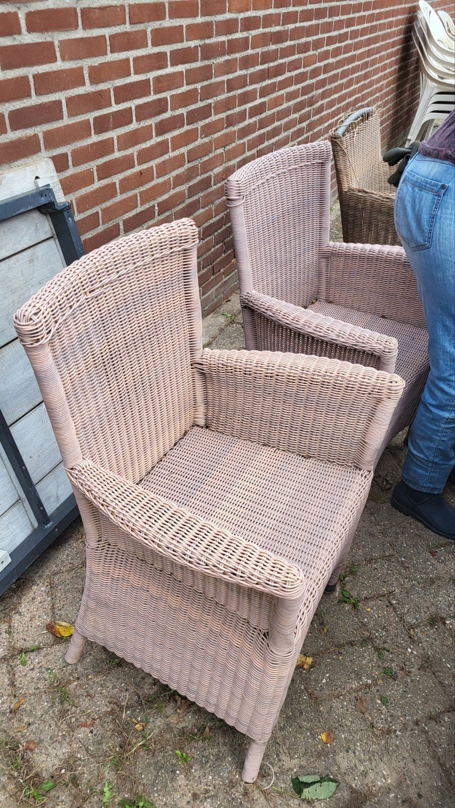 Wicker tuinstoelen (2 stuks), Tuin en Terras, Ophalen, Gebruikt, Wicker