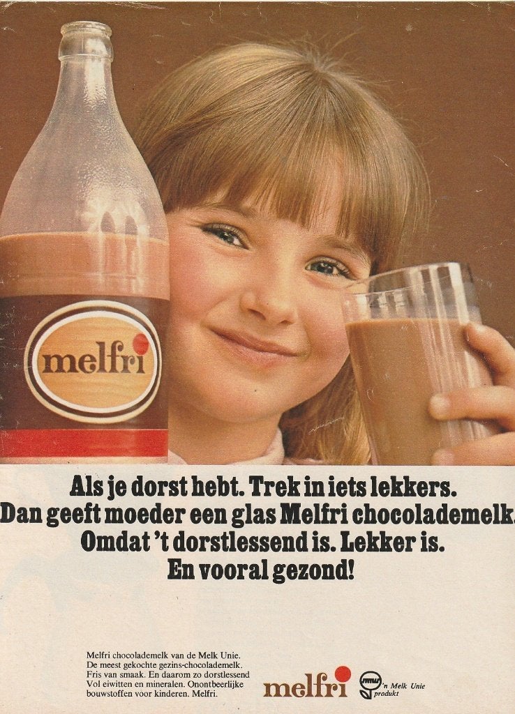 Retro reclame 1968 Melkunie Melfri zuivel frisdrank meisje, Verzamelen, Verzenden, Overige typen