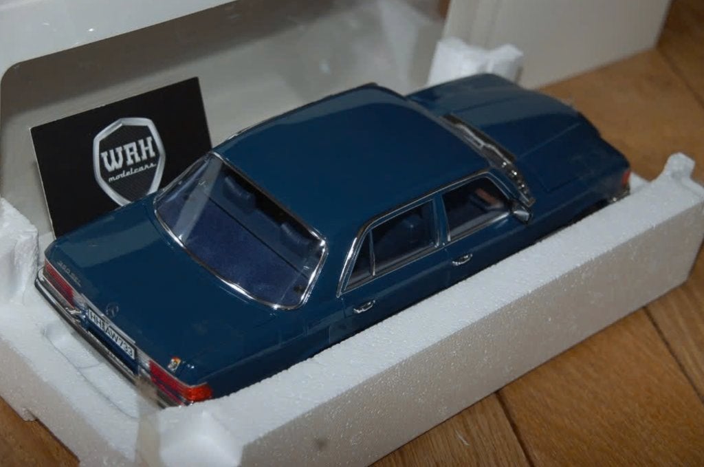 1:18 MERCEDES W116 350 SEL blue Norev 183976 in box WRH, Verzenden, Zo goed als nieuw, Auto, Norev