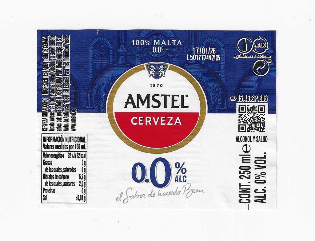 Amstel Etiket -3-, Verzamelen, Biermerken, Ophalen of Verzenden, Zo goed als nieuw, Overige typen, Amstel