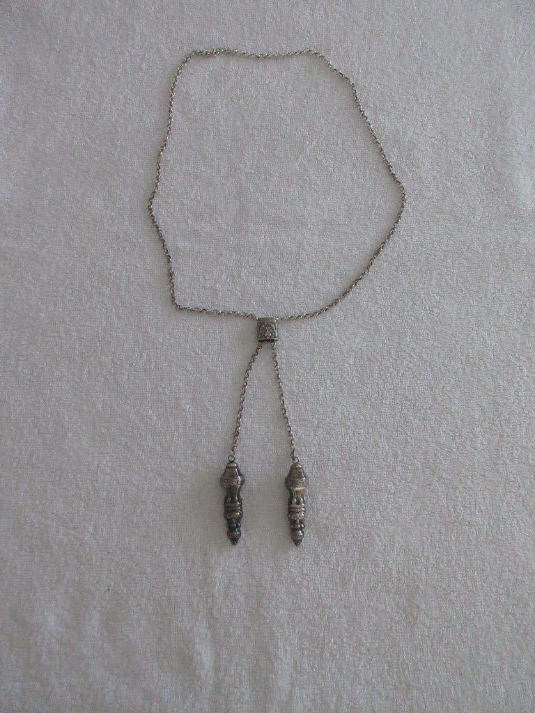 Zilveren Jasseron ketting met breipendoppen gekeurd zwaardje, Ophalen of Verzenden, Zilver