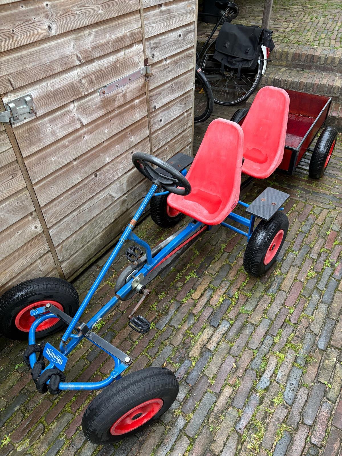 Berg skelter met duozit en aanhanger, Kinderen en Baby's, Speelgoed | Buiten | Skelters, Ophalen, Gebruikt, Berg, Duozit