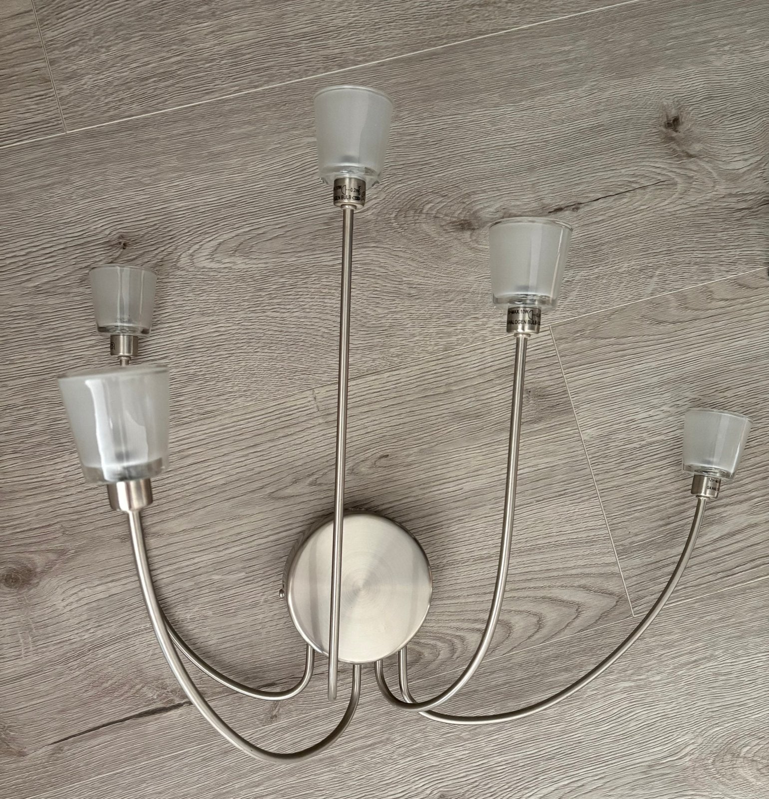 5 armige rvs wandlamp, Ophalen, Overige materialen, Gebruikt, G4