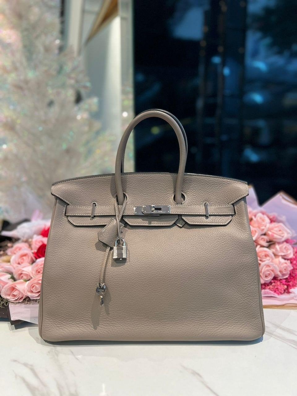 Hermès Birkin  Etoupe Taupe 35 - Vintage met karakter, Ophalen of Verzenden, Handtas