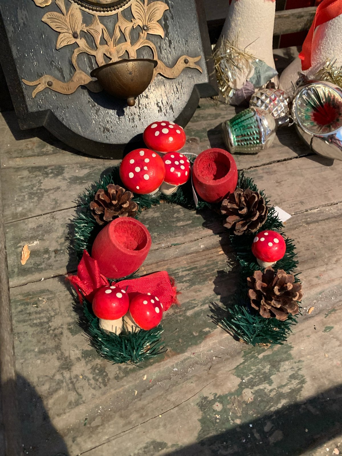 Kerst krans hoefijzer kandelaar vintage, T, Ophalen of Verzenden, Zo goed als nieuw, N