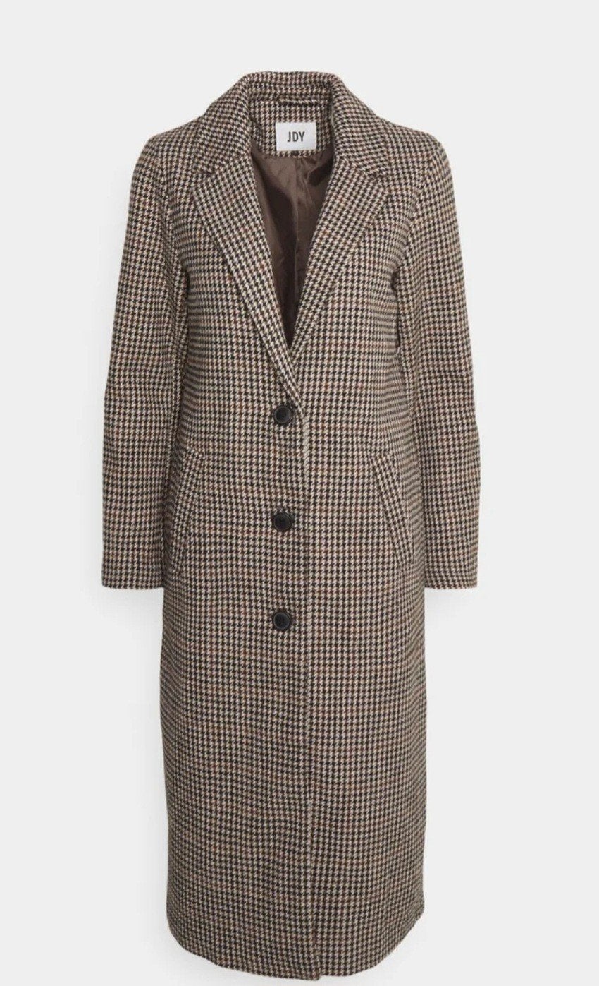 JDY Trenchcoat met Pied-de-Poule Patroon - Maat L, Meerkleurig, Maat 42/44 (L), Ophalen of Verzenden, Zo goed als nieuw