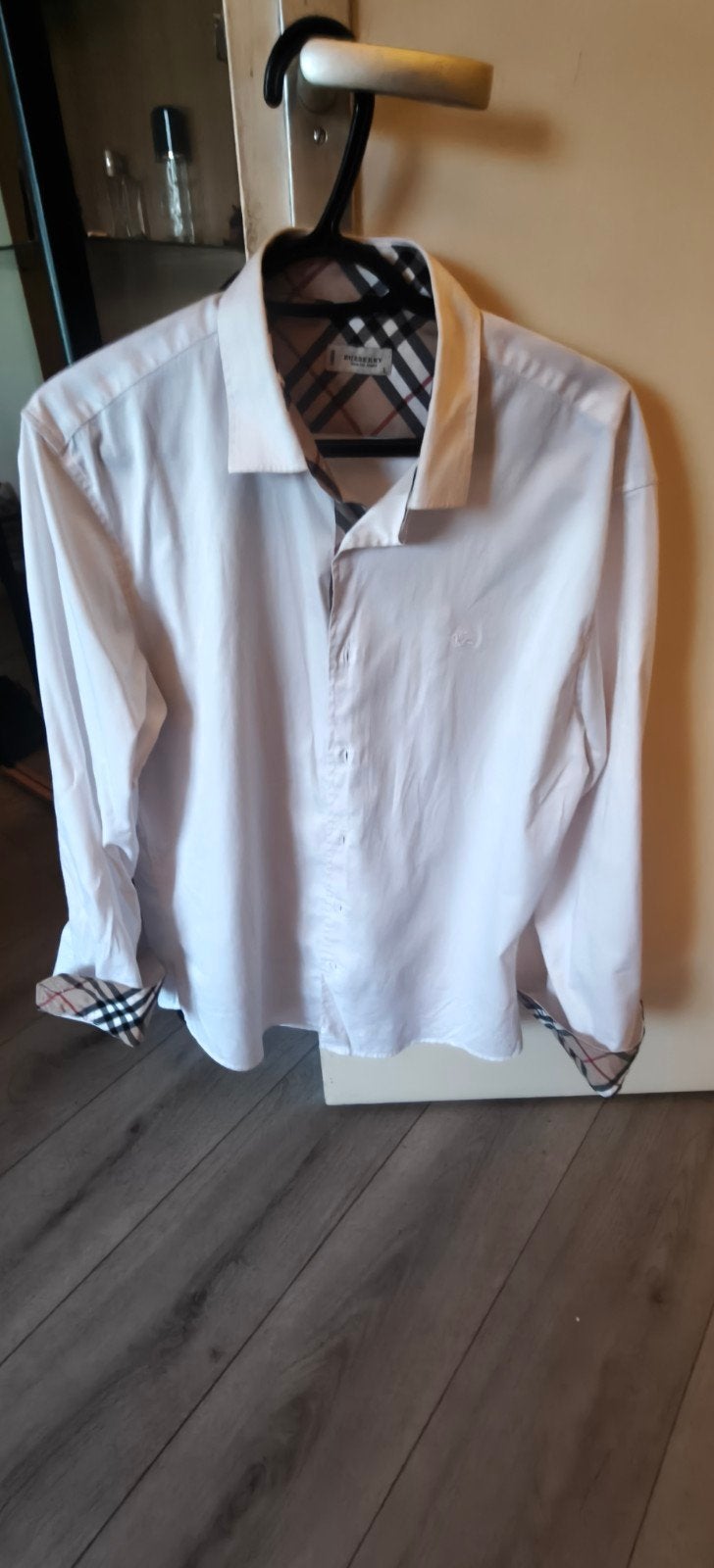 Orgineel Burberry overhemd - L, Wit, Ophalen of Verzenden, Zo goed als nieuw, Halswijdte 41/42 (L)