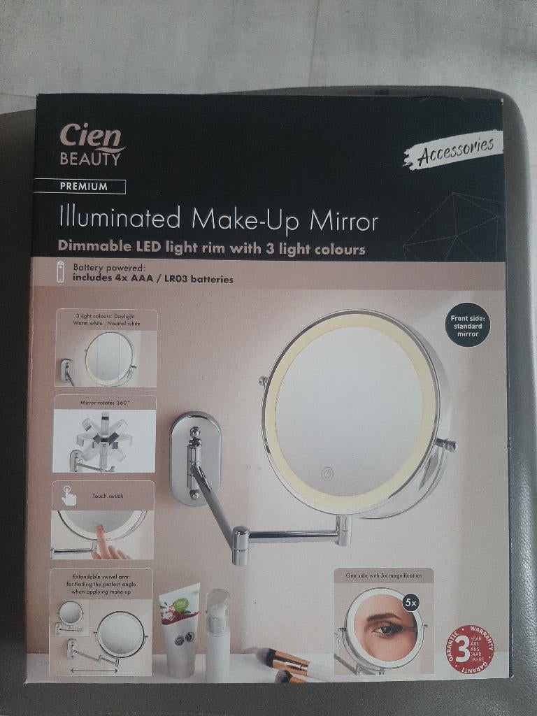 Spiegel met verlichting, Minder dan 50 cm, Rond, Nieuw, Ophalen of Verzenden