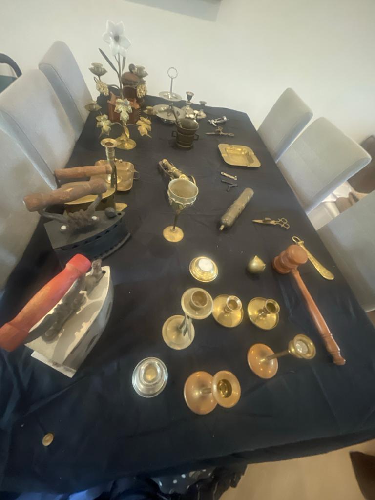 Diverse antieke messing en ijzeren decoratie en gebruiksvoor, Antiek en Kunst, Ophalen of Verzenden