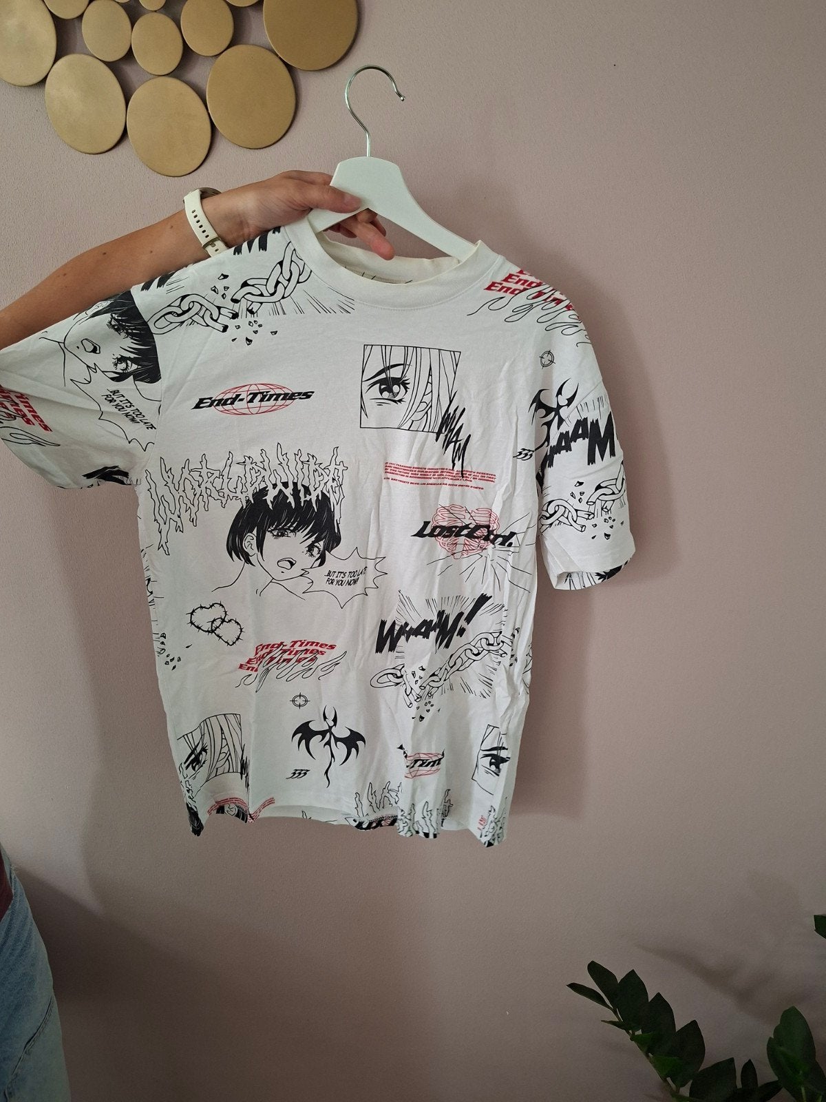 Wit T-shirt met anime print - Maat S, Kleding | Dames, Wit, Ophalen of Verzenden, Korte mouw, Maat 36 (S)