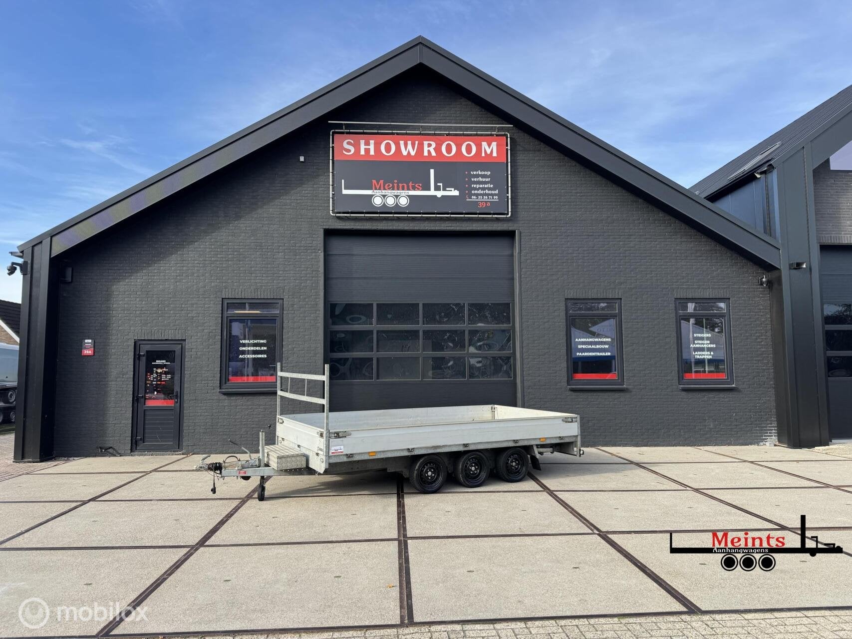 Henra plateauwagen aanhanger 400x220 3 asser 3500KG rijplate, Gebruikt