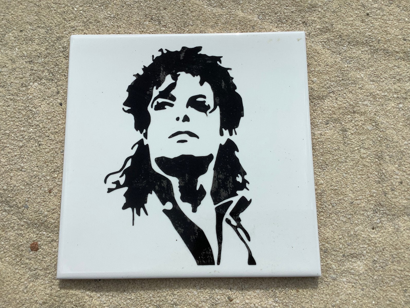 Zwart wit portret van Michael Jackson op tegel wandtegel, Ophalen of Verzenden, Poster, Artwork of Schilderij