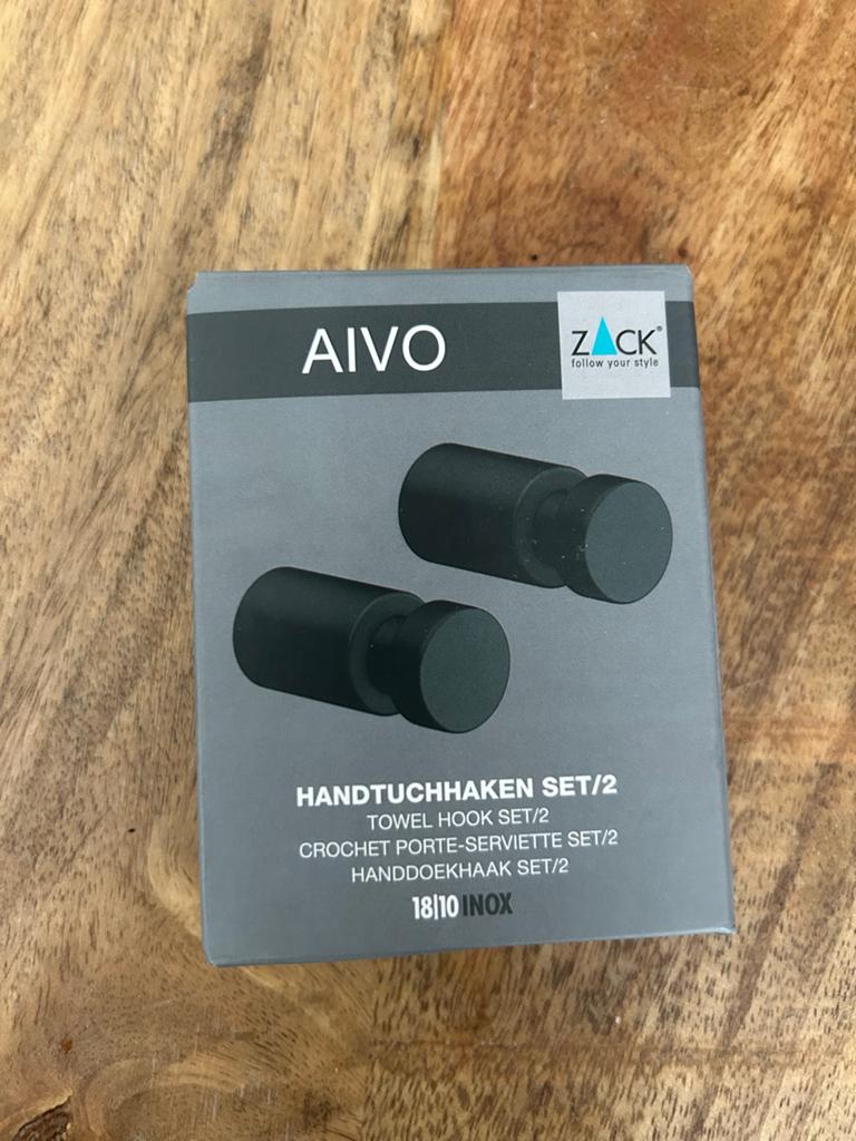 ZACK AIVO Handdoekhaken 3 stuks Zwart RVS, Ophalen, Nieuw, Zwart, Handdoekenrek