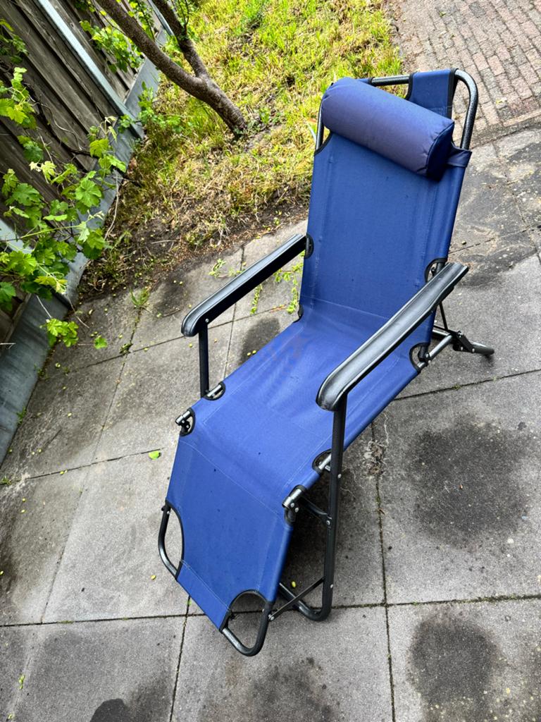 Opbouwbare ligstoel, Ophalen, Zo goed als nieuw, Aluminium, Verstelbaar