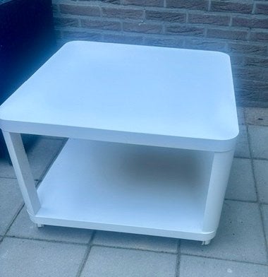 Mobiel tafeltje op wieltjes, Minder dan 55 cm, Gebruikt, Vierkant, Hout