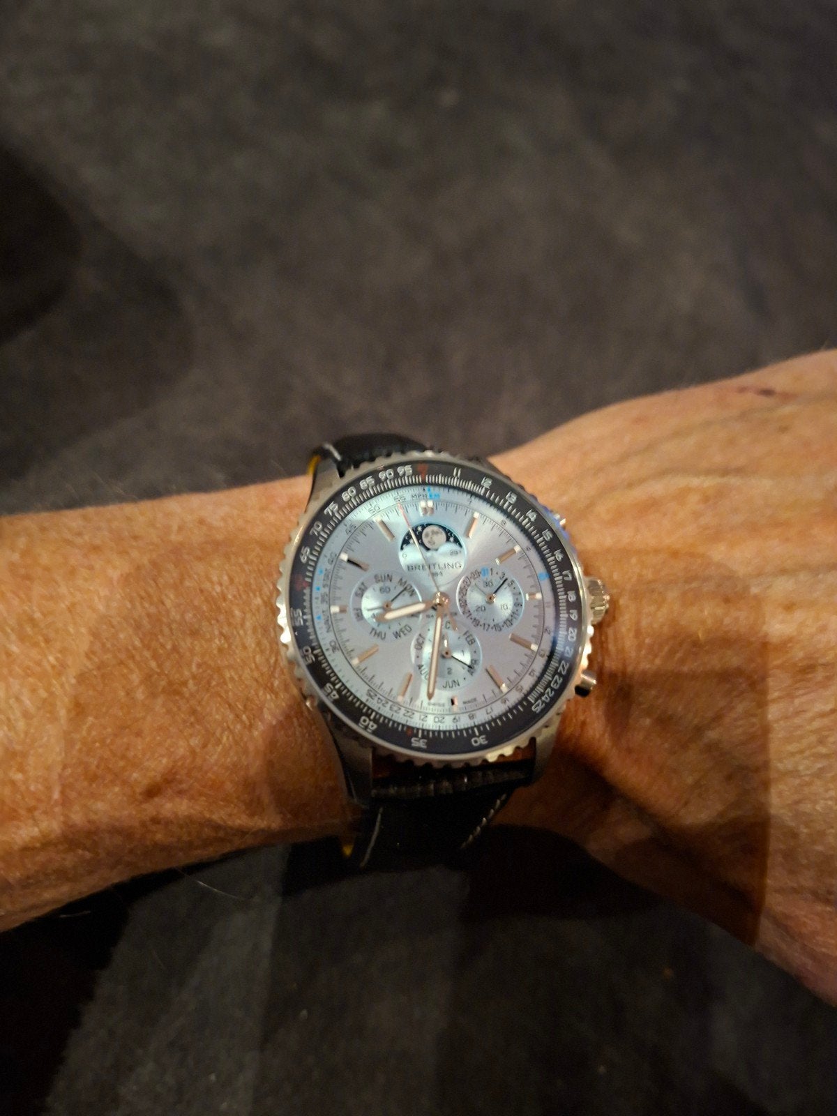 Breitling Navitimer Chronograaf met Maanfase en Lederen Band, Ophalen of Verzenden