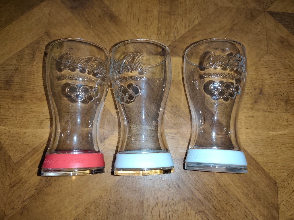 Coca cola glazen London 2012, Ophalen of Verzenden, Zo goed als nieuw, Frisdrankglas