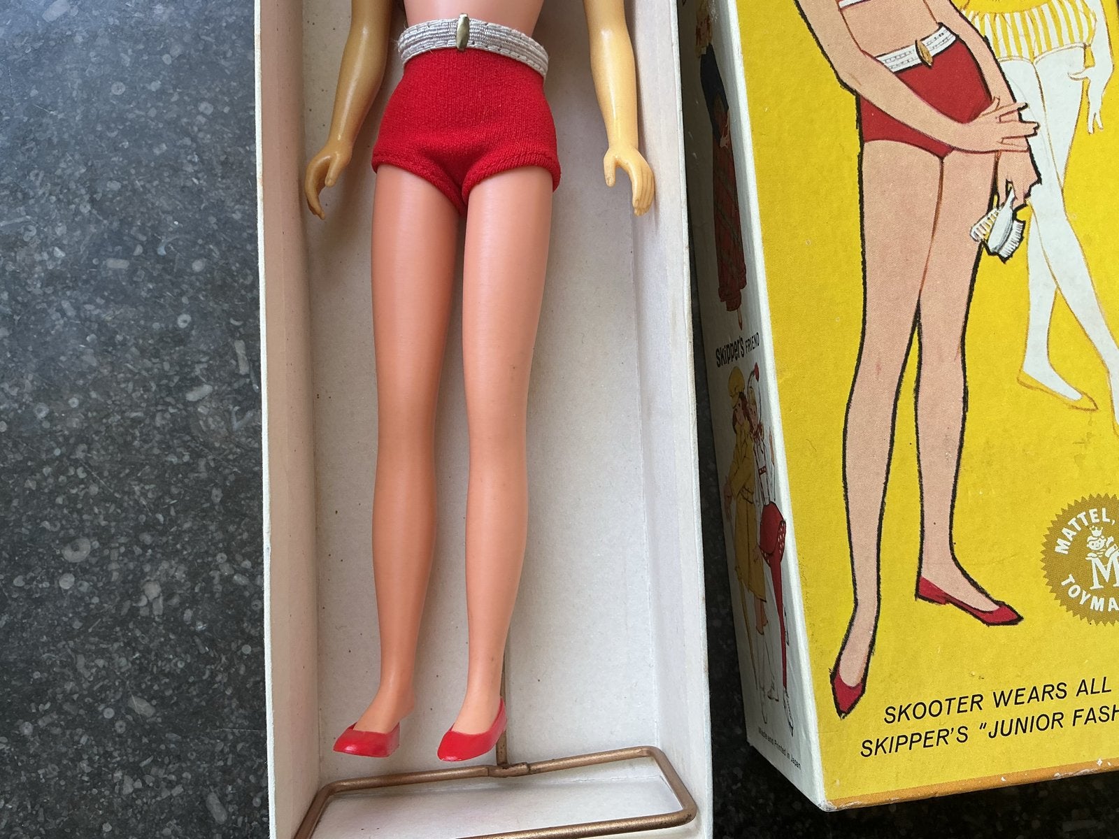 Vintage Skipper's Friend Skooter pop Mattel 1964 met doos, Ophalen of Verzenden, Gebruikt, Barbie