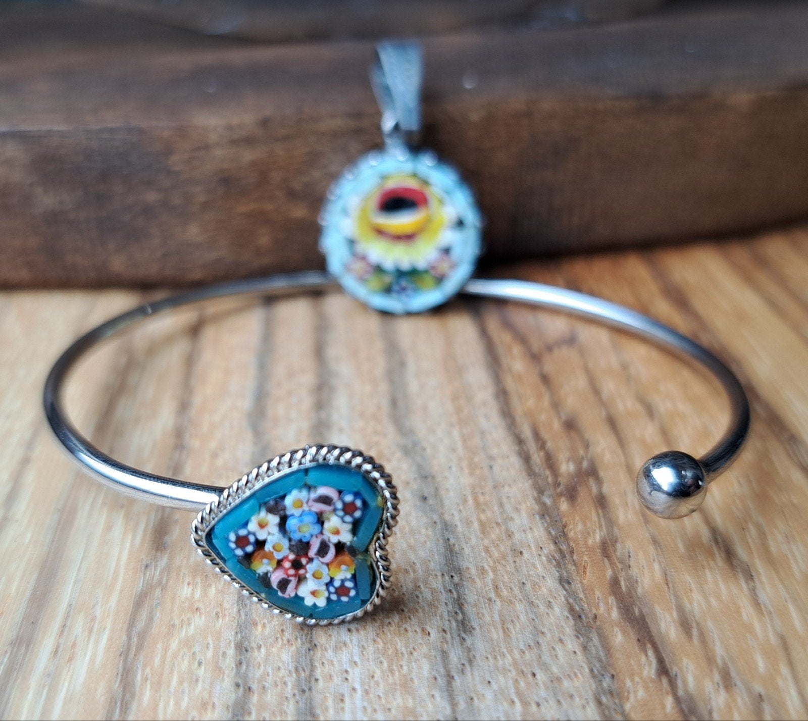 Mooie micro mozaïek hanger en armband set, Ophalen of Verzenden, Zo goed als nieuw, Overige kleuren, Overige materialen