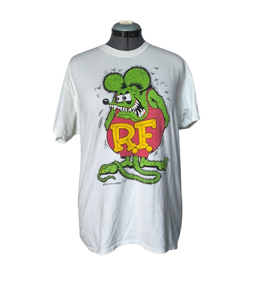 rat fink t shirt large big daddy roth hot rod graphic tee, Maat 52/54 (L), Rat Flink, Rat Flink, Zwart