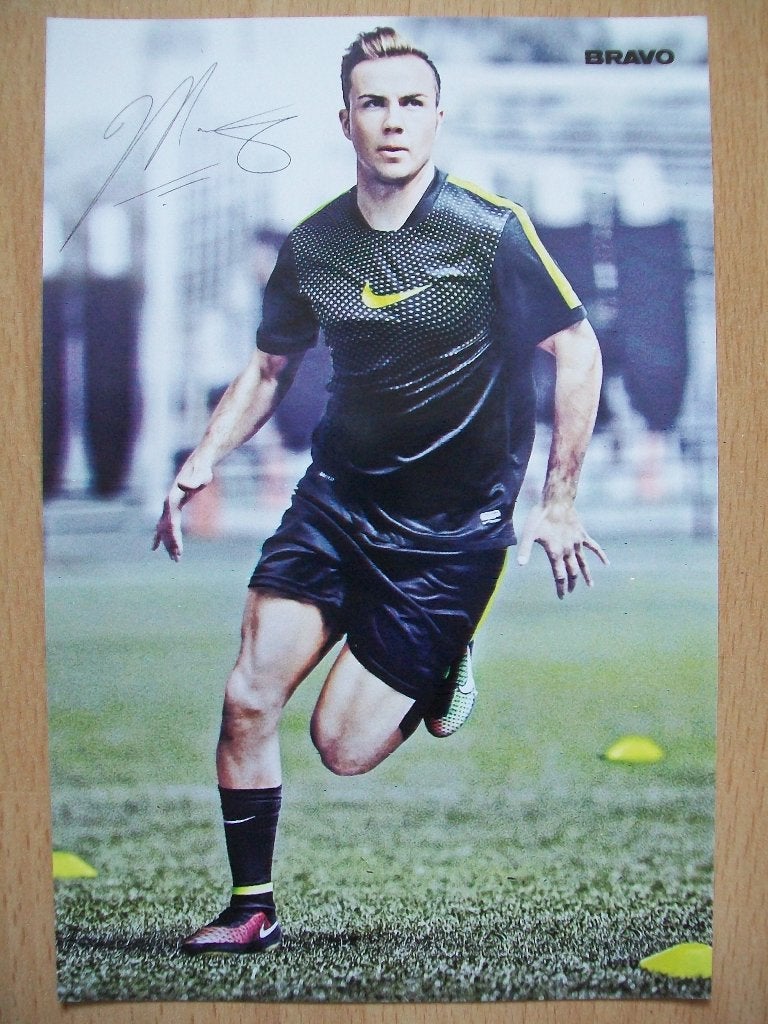 Handtekening kaartje fankaart + sticker Mario Götze - Bravo, Ophalen of Verzenden, Nieuw, Buitenlandse clubs, Poster, Plaatje of Sticker