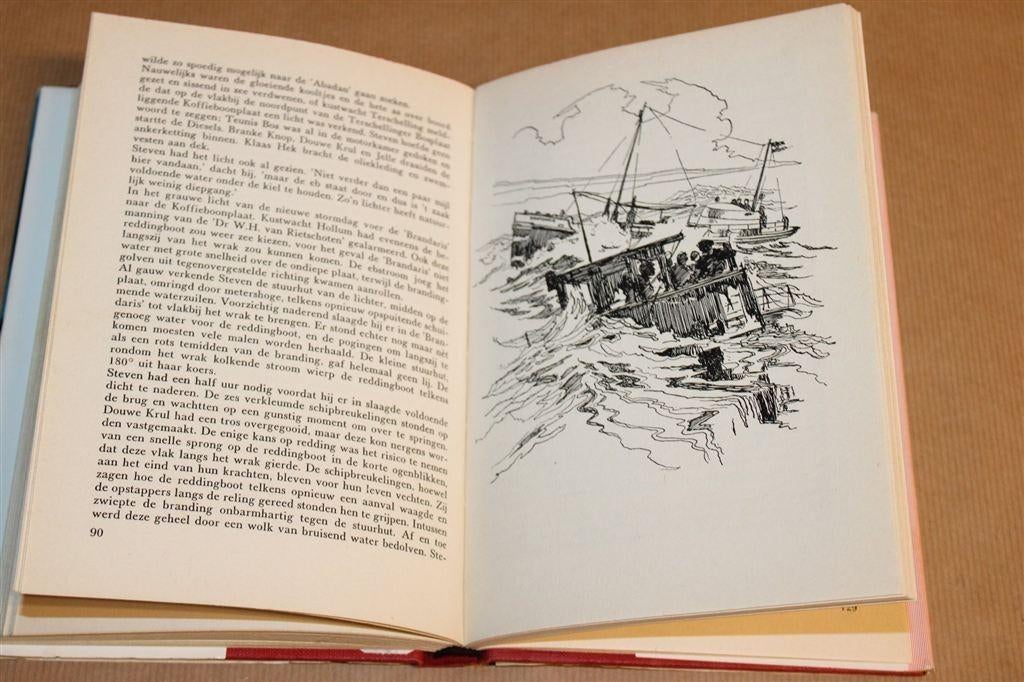 Hier Reddingboot Brandaris — Avontuur op Zee De Booy [1962], Verzamelen, Scheepvaart, Gebruikt, -, Kaart, Foto of Prent, -