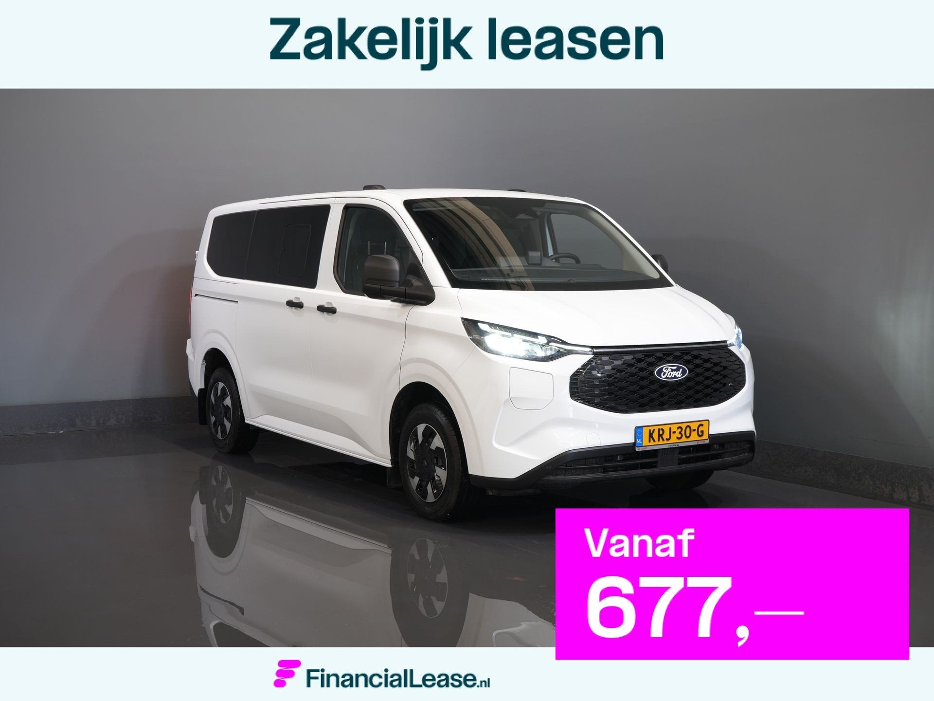 Ford E-Transit Custom Kombi Trend 71kWh 360 km WLTP (Excl. B, Gebruikt, 2000 kg, Wit, Origineel Nederlands