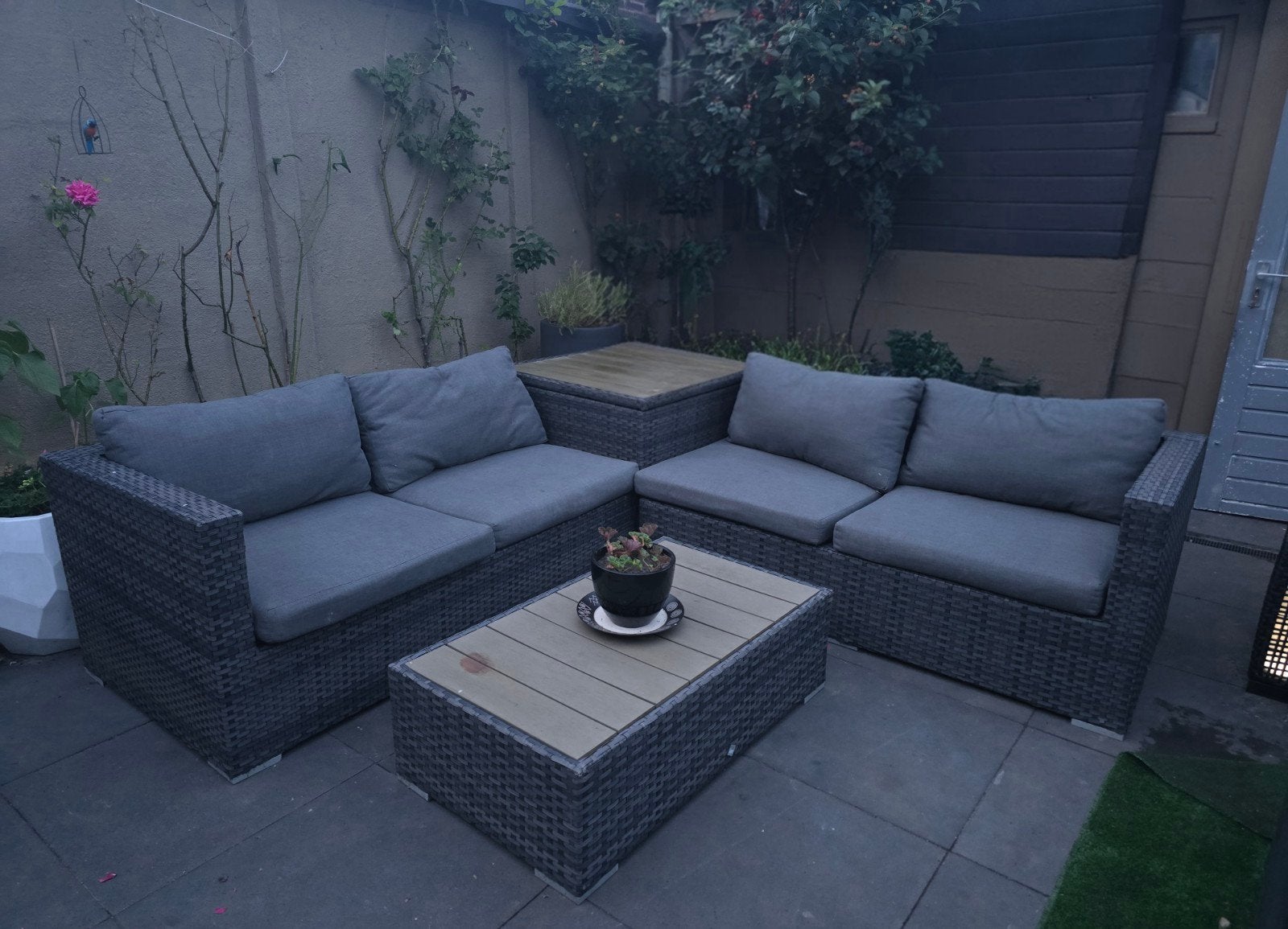 Pure Collection Wicker Loungeset met Opbergruimte en Tafel, Tuin en Terras, Tuinsets en Loungesets, Gebruikt, Loungeset, Wicker
