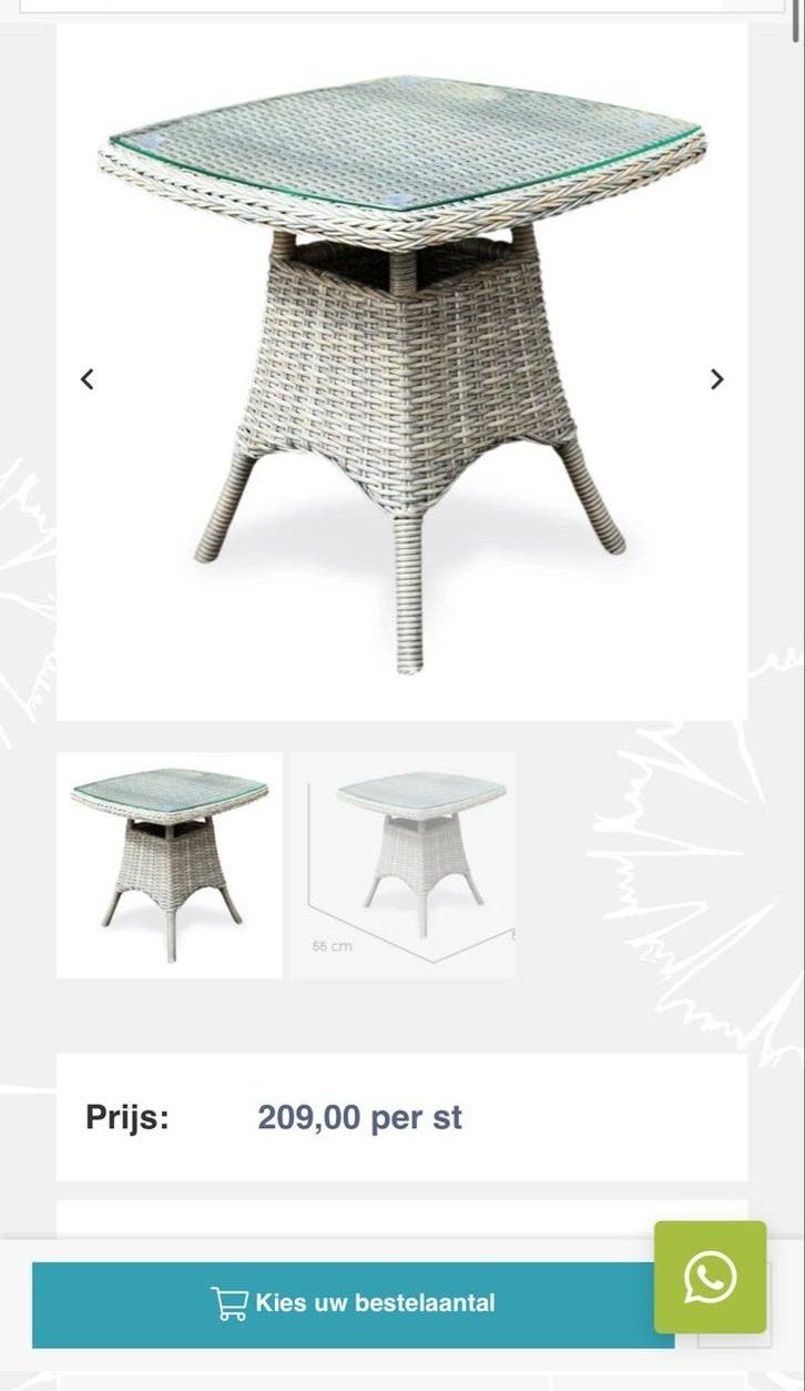Bijzettafel - met glasplaat- 55x55x55 in grijs en wit, Ophalen of Verzenden, Nieuw, Vierkant, Kunststof