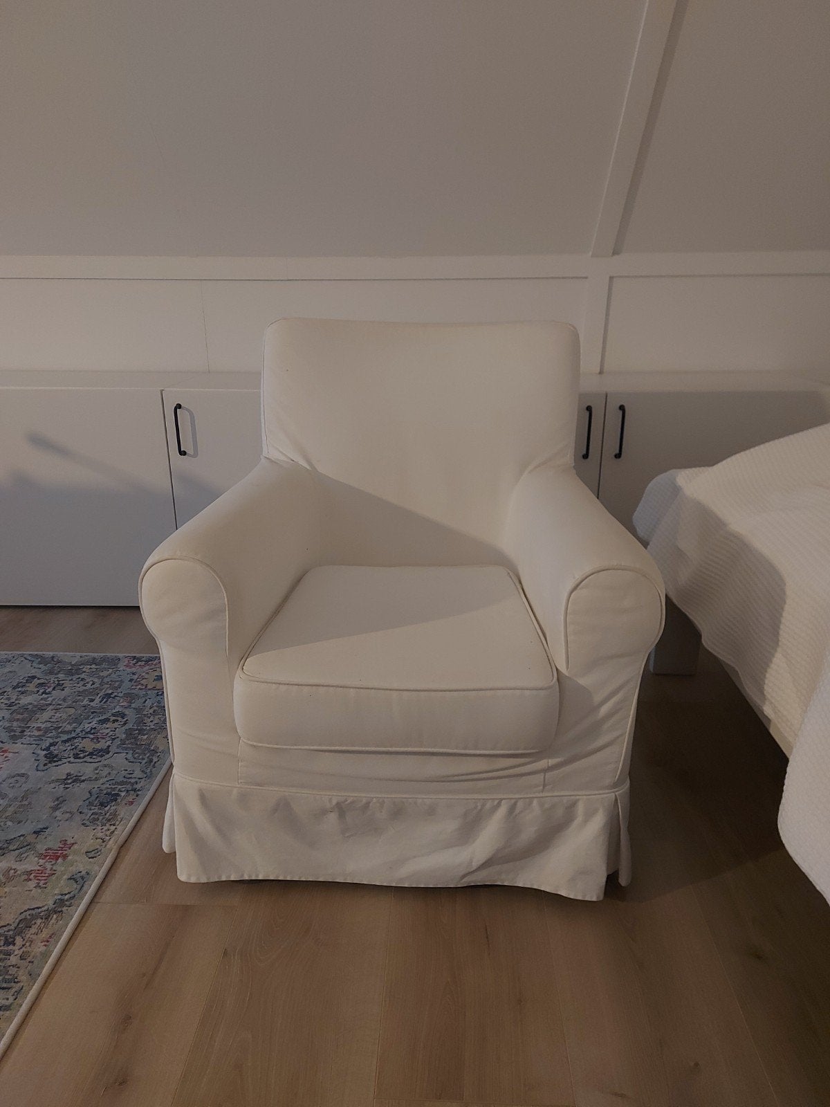 Comfortabele witte fauteuil met afneembare hoes, Ophalen, Modern, Comfortabel, Gebruikt, 75 tot 100 cm