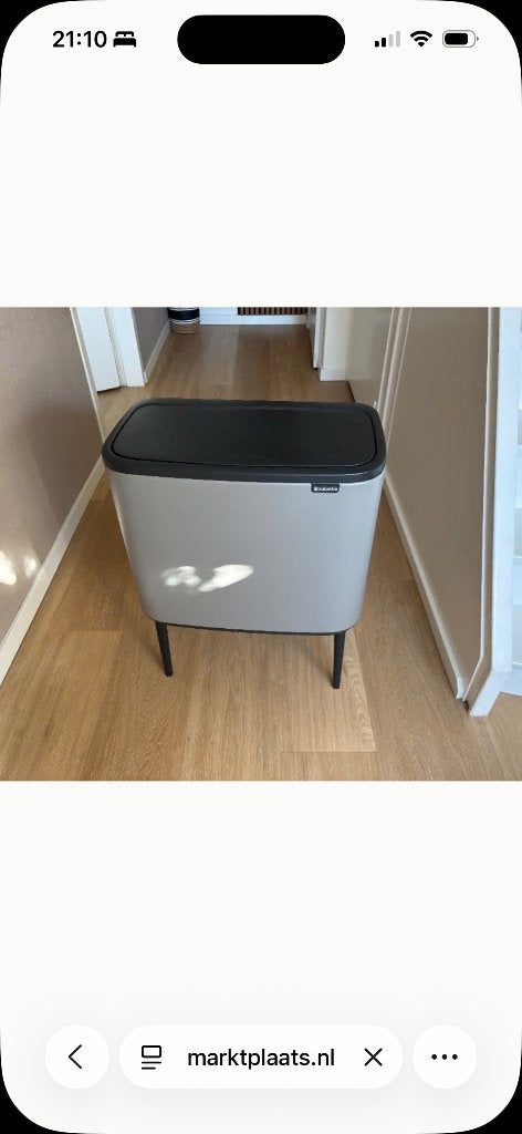 Brabantia touch Bin, Huis en Inrichting, Woonaccessoires | Prullenbakken, 40 liter of meer, Ophalen, Gebruikt, Rvs