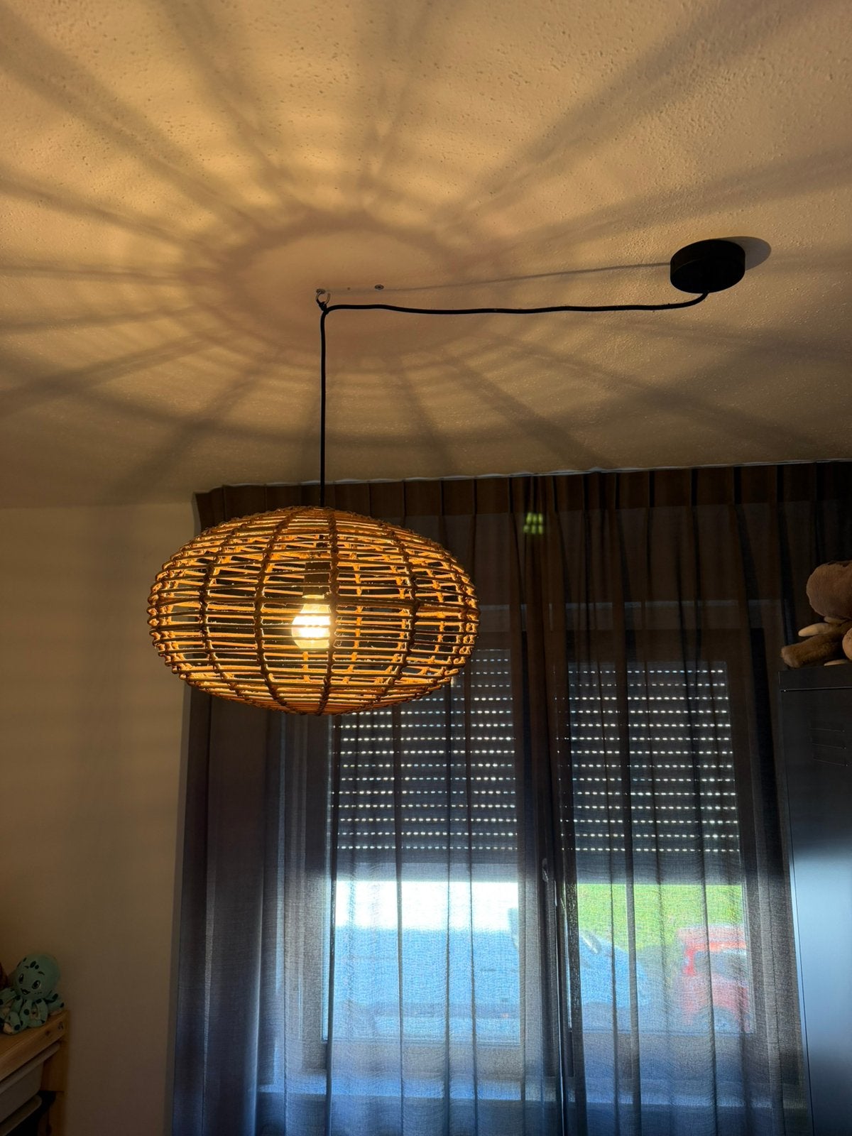 Kidsconcept pumpkin rotan hanglamp, Overige materialen, Zo goed als nieuw, Rotan, E27 (groot)